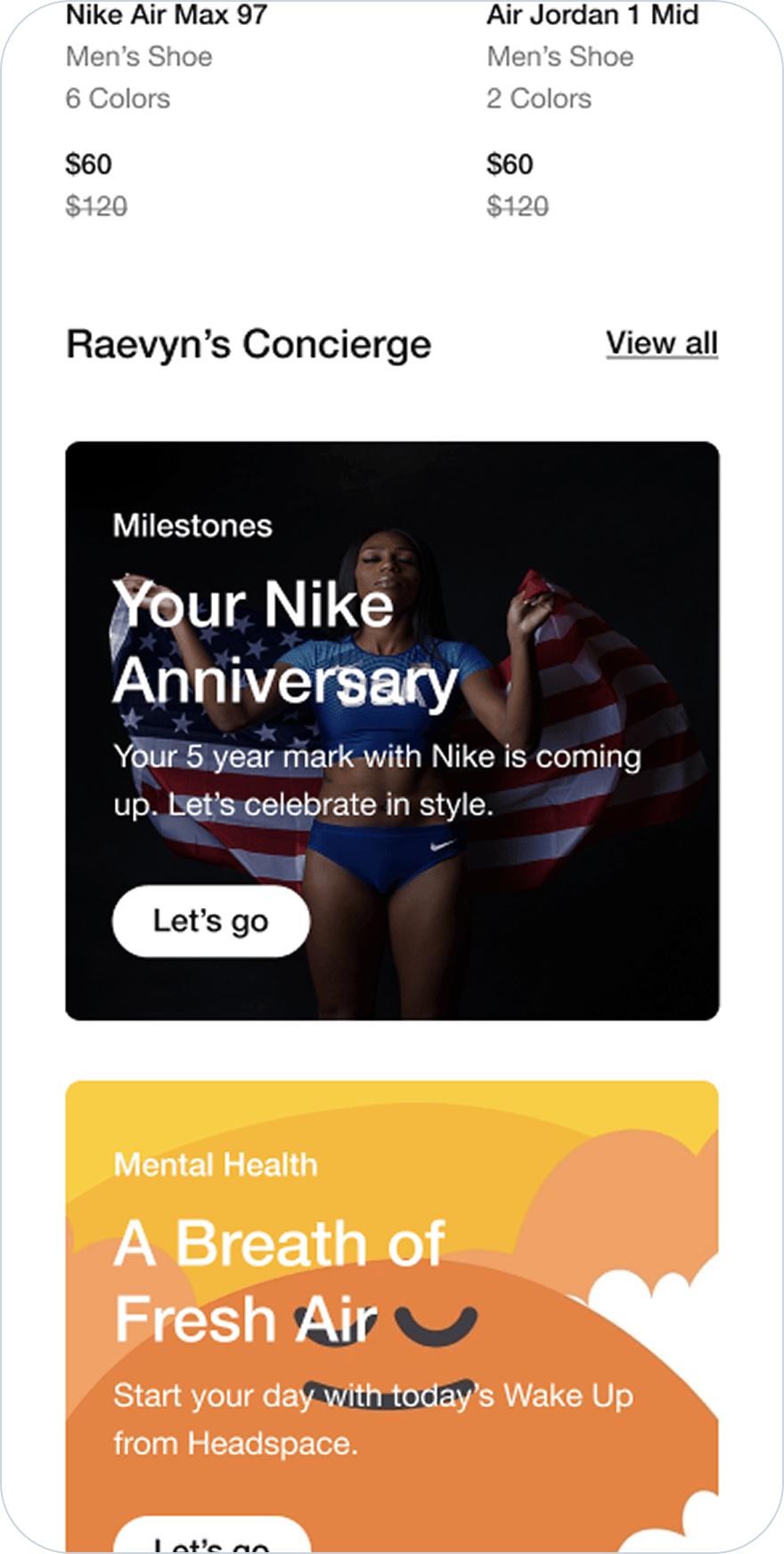 Athlete profile interstitial — Concierge milestones