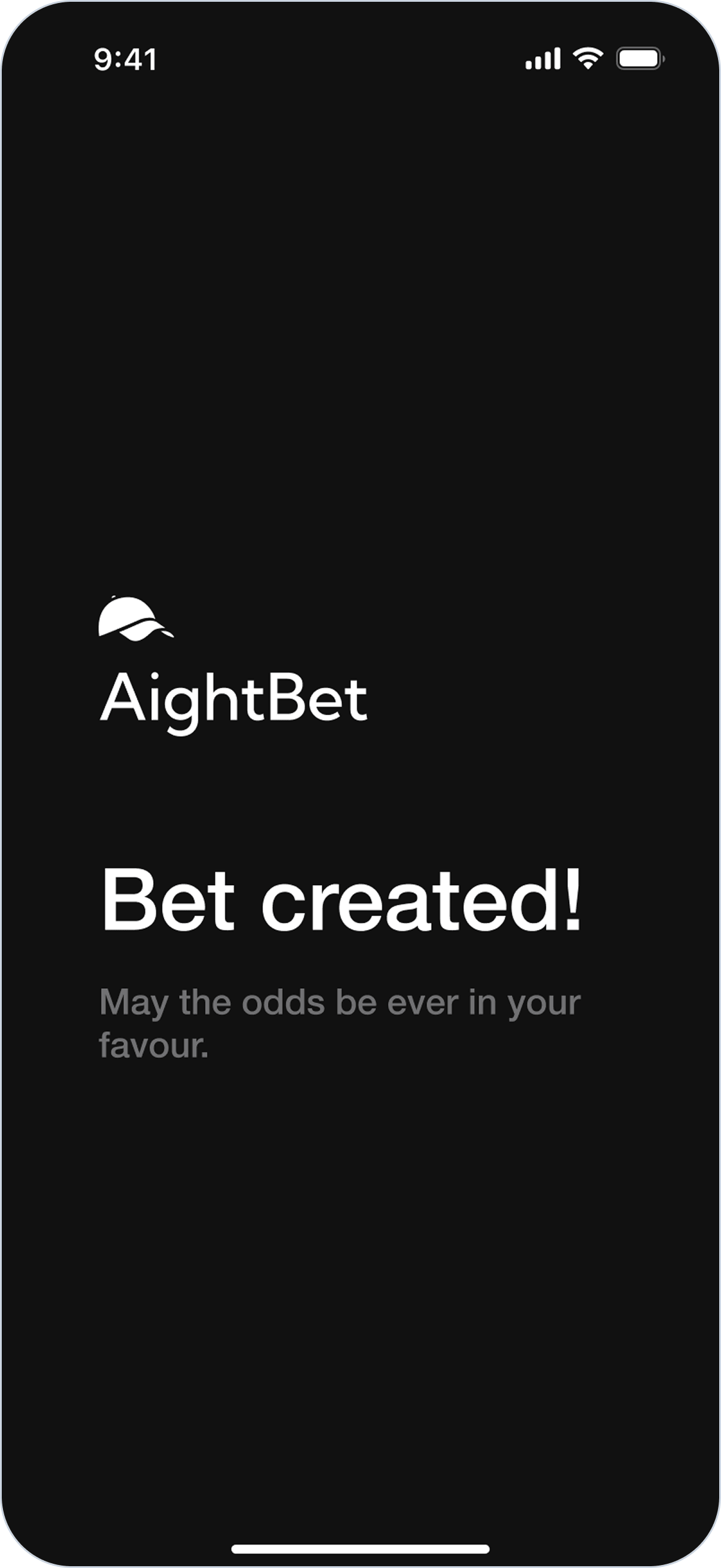 AightBet interstitial — bet created