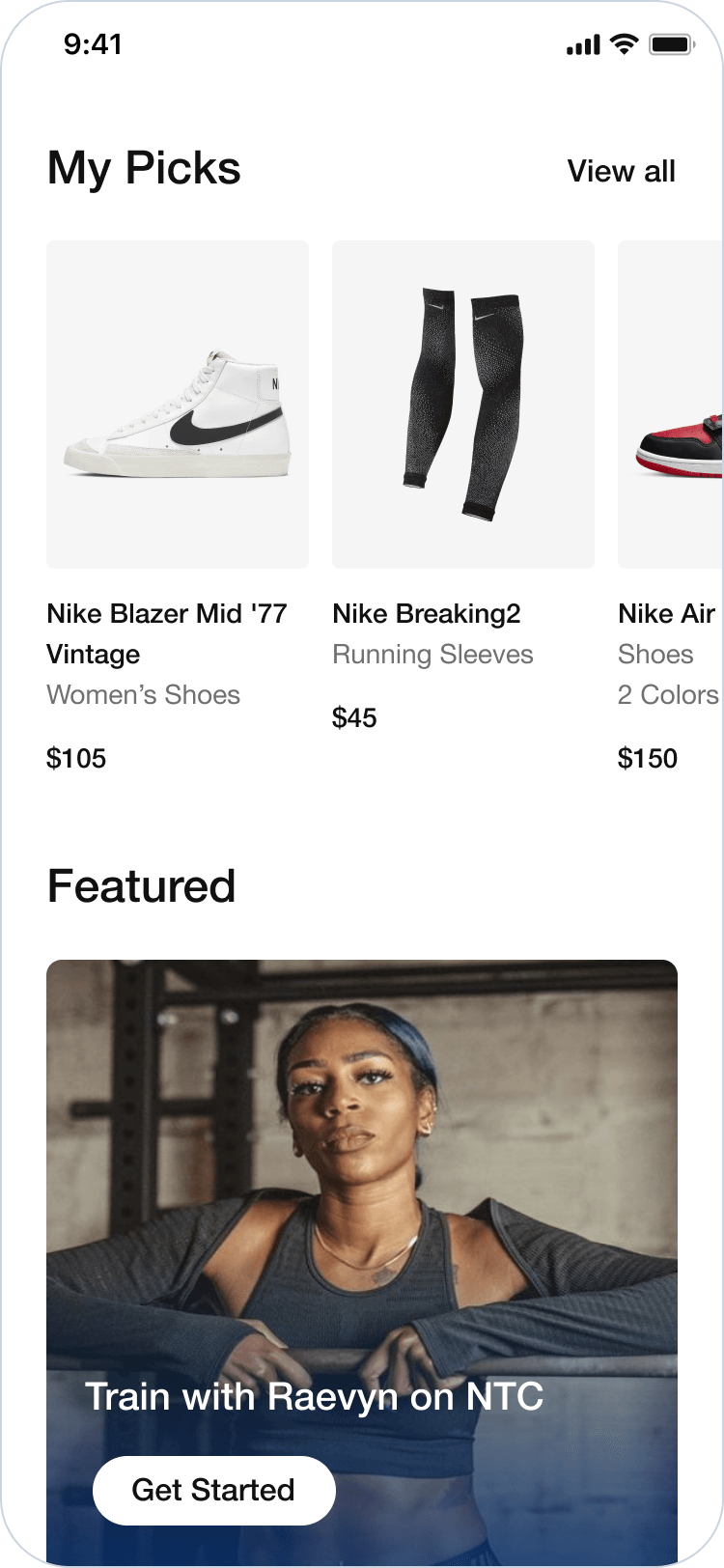 Nike app concept — athlete-led commerce