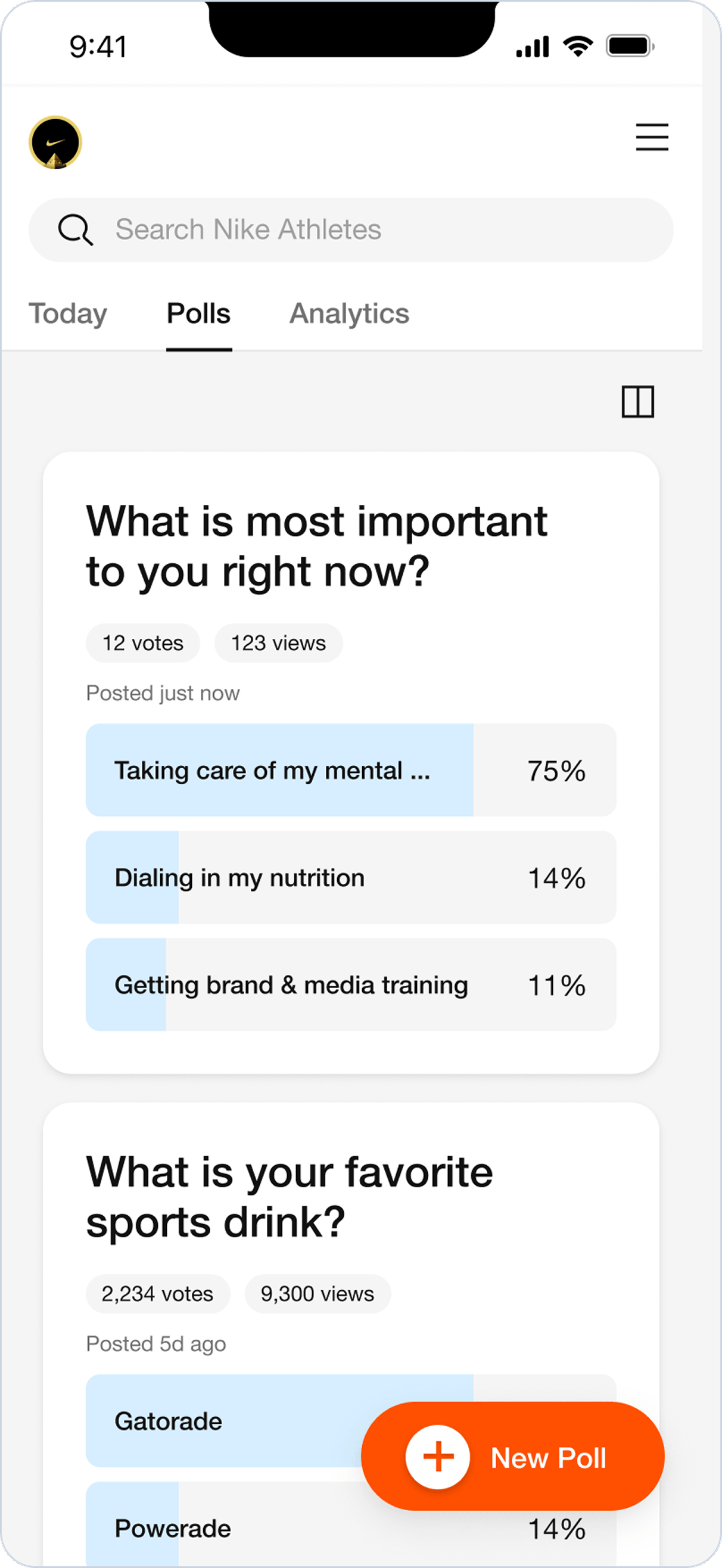 Sport rep mobile — Polls feed